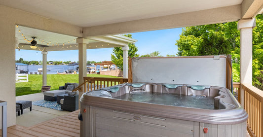 Luxury hot tub on a backyard patio